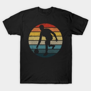 Bowling Silhouette On A Distressed Retro Sunset graphic T-Shirt